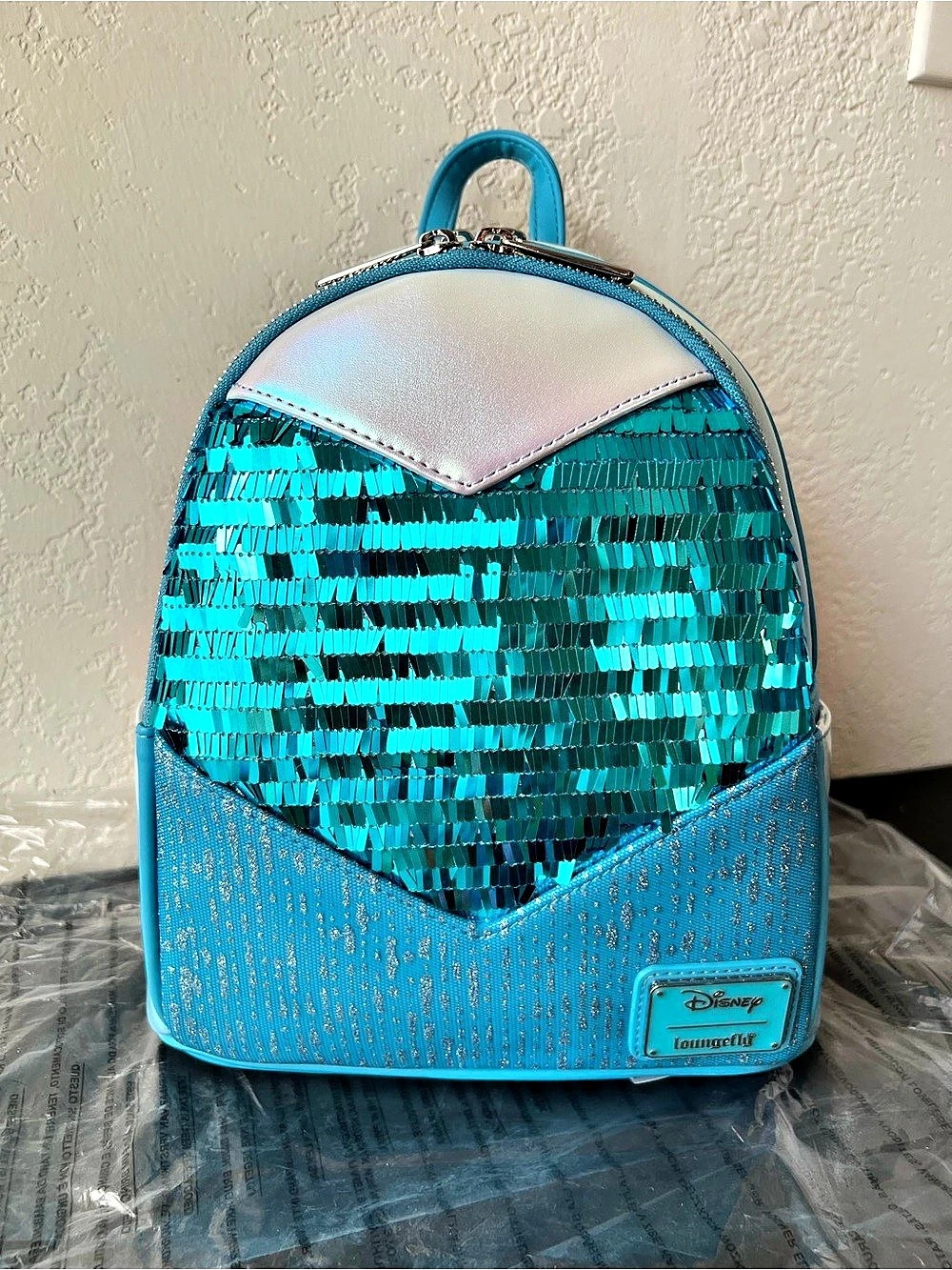 Loungefly Disney Frozen Princess Elsa Glitter Sequin Cosplay Mini Backpack - NWT